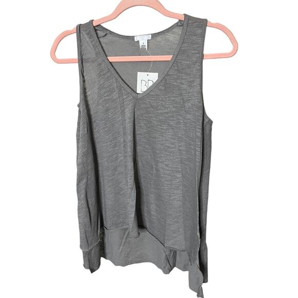 BP. gray griffin sleeveless asymmetrical hem top flowy fit XS NWT - Picture 1 of 5